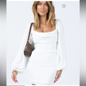 Princess Polly White Long-Sleeve Mini Dress